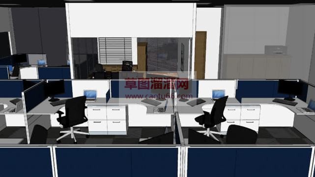 人力资源办公SU模型