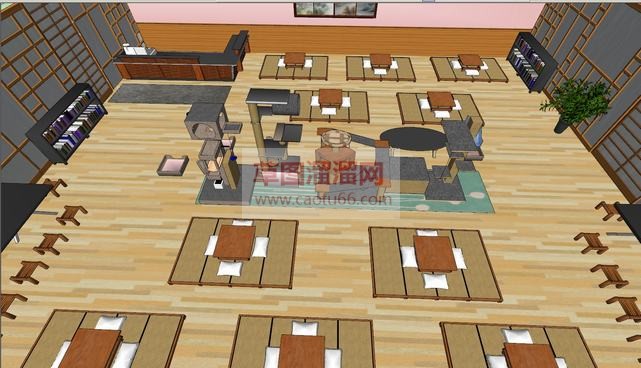 日式风格咖啡SU模型