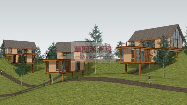 山地小型度假SU模型