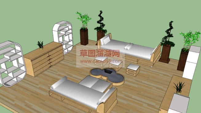 一套书房家具SU模型
