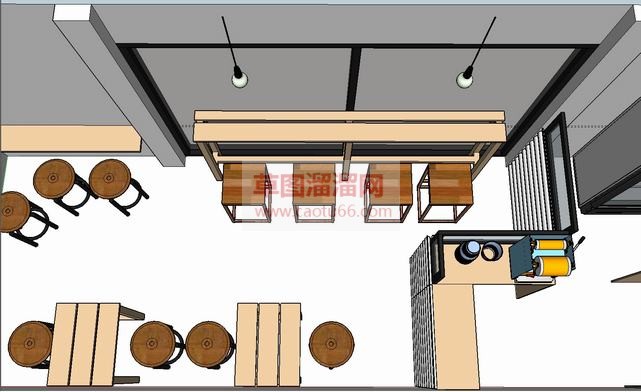 饮品店奶茶店SU模型