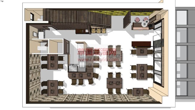 咖啡店咖啡厅SU模型