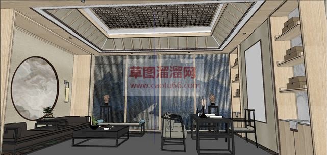 新中式茶室会SU模型