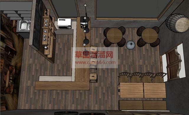 西部小酒吧木SU模型
