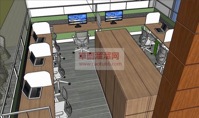 小型办公室会SU模型