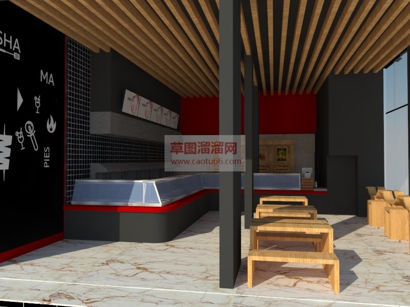 小型咖啡厅餐SU模型