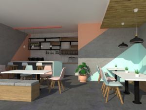 迷你咖啡厅饮品店SU模型