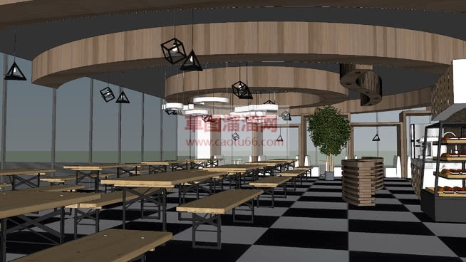 餐厅饮食店SU模型