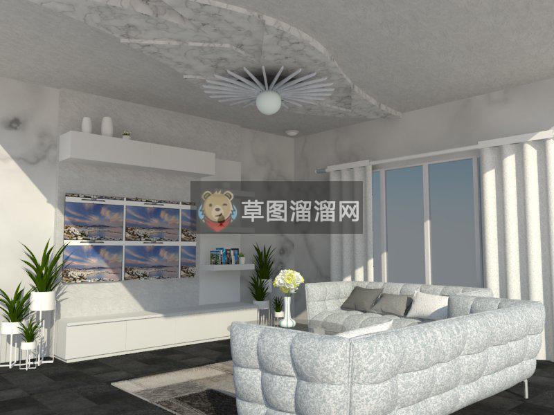 客厅沙发电视柜SU模型