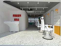 韩国理发店店SU模型