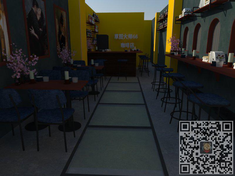 咖啡店咖啡厅SU模型