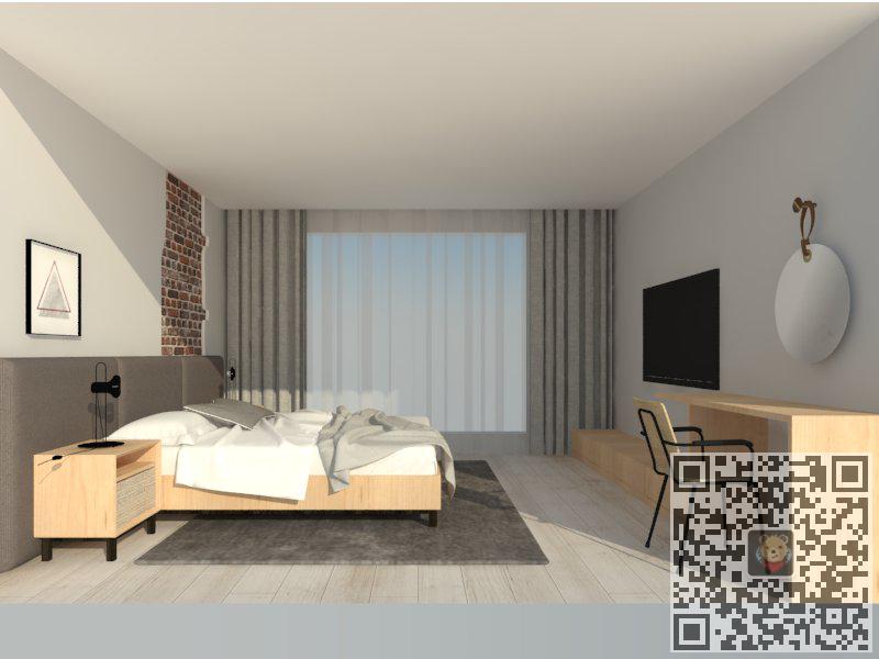 LOFT卧室床铺SU模型