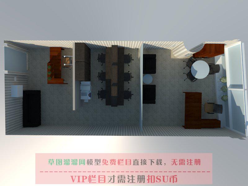 小型公司办公室SU模型