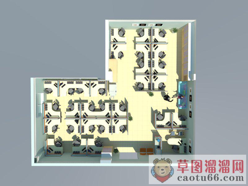 开放式办公室SU模型