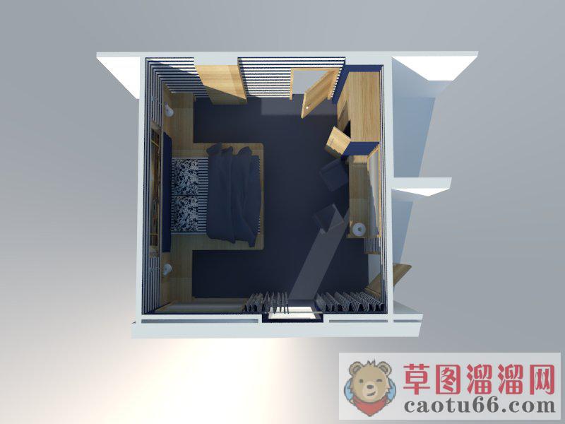 蓝色卧室房间SU模型