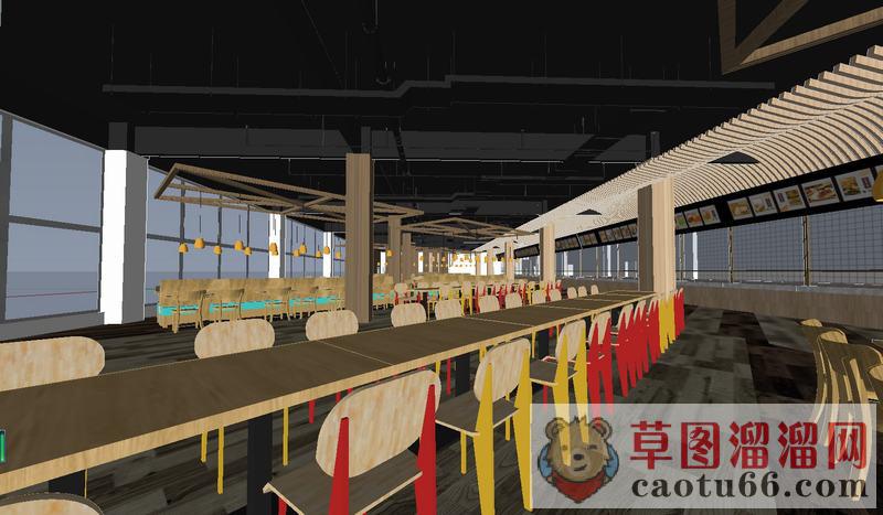 学校食堂饭堂SU模型