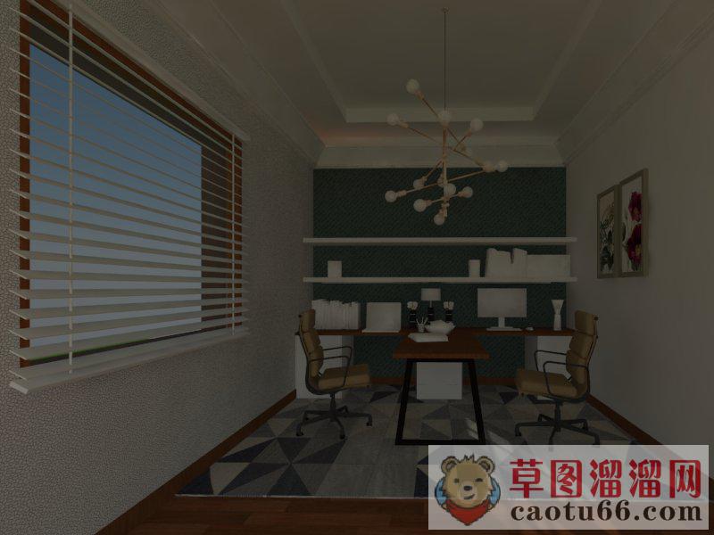 书房老板办公室办公桌椅SU模型