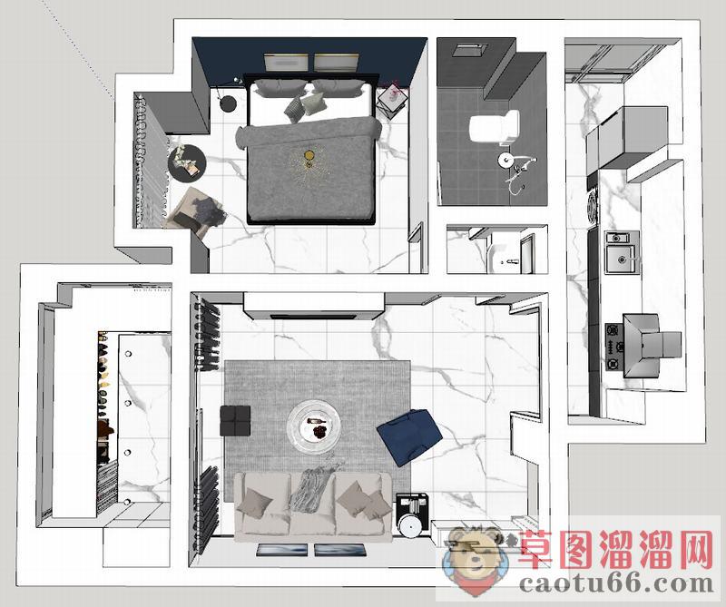 现代简约室内SU模型
