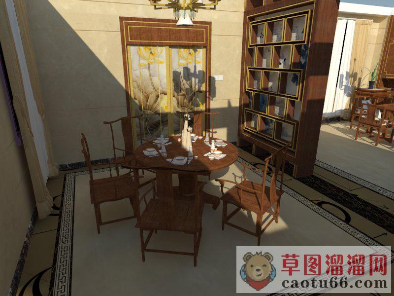 中式饭厅餐厅SU模型