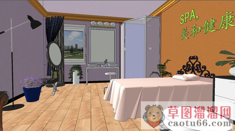 SPA按摩床房间SU模型