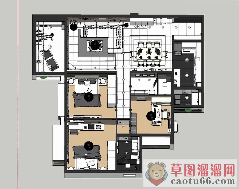 欧式大户型家装SU模型