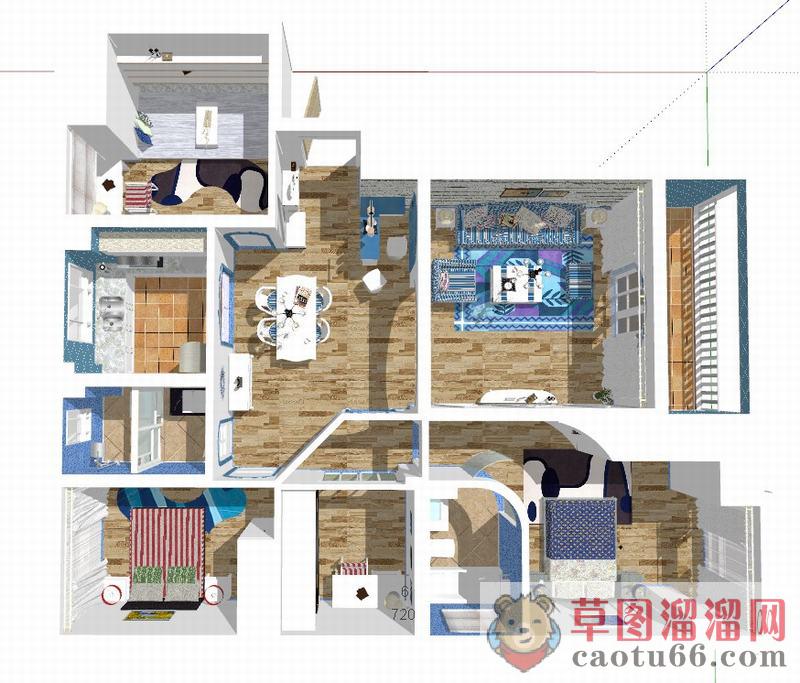 地中海整体家装SU模型