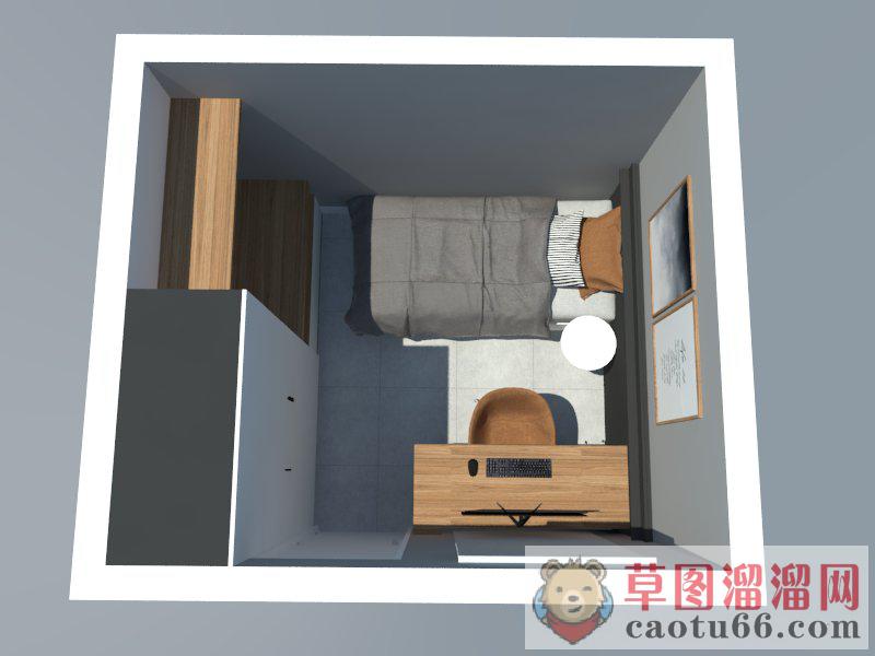 卧室房间床铺SU模型