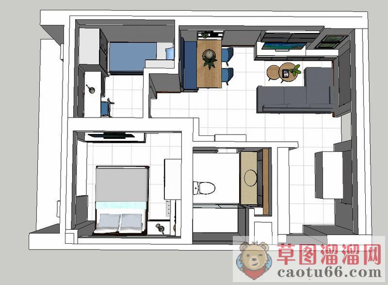 小户型室内家装SU模型