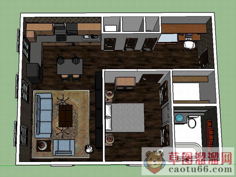 美式公寓室内SU模型