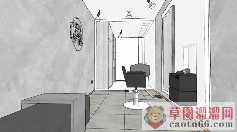 现代风格理发店SU模型