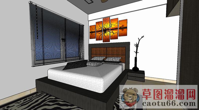 卧室房间连体衣柜SU模型