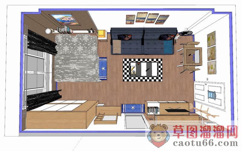 卧室房间美式SU模型