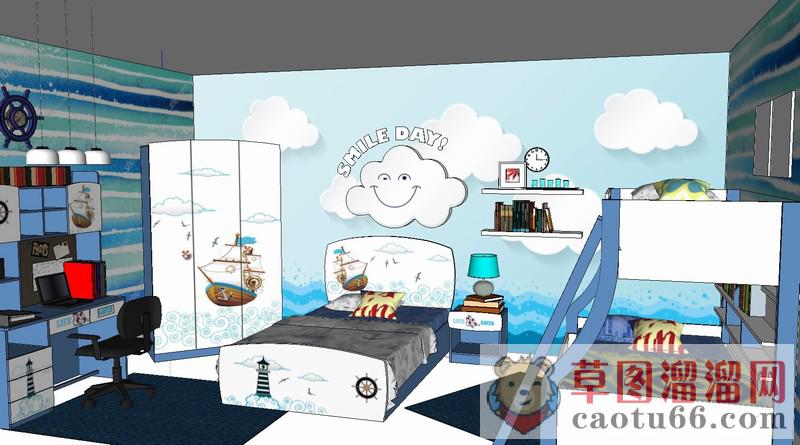 地中海儿童房SU模型