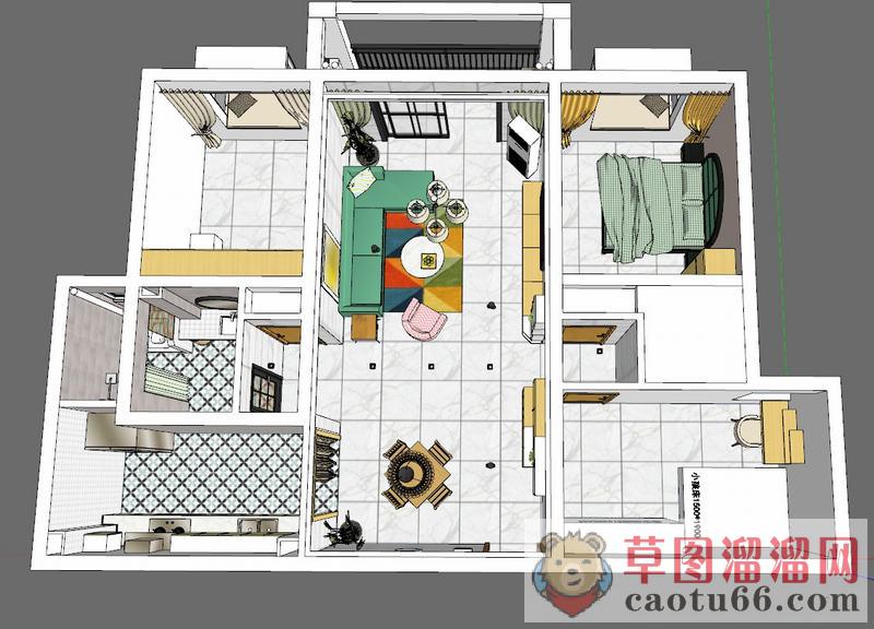 简约小户型室内SU模型