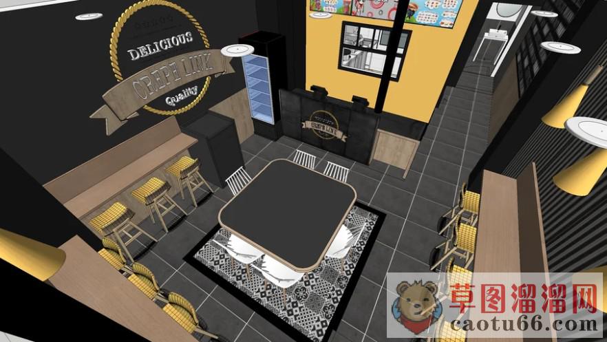 咖啡店饮品店SU模型