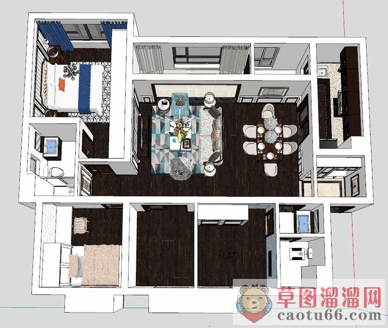 简约美式家装SU模型