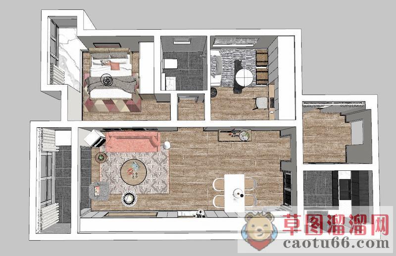 现代小户型室内SU模型