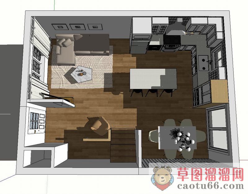 室内厨房客厅SU模型