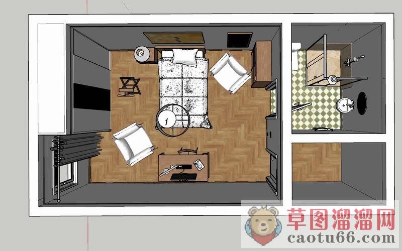 公寓酒店卧室SU模型