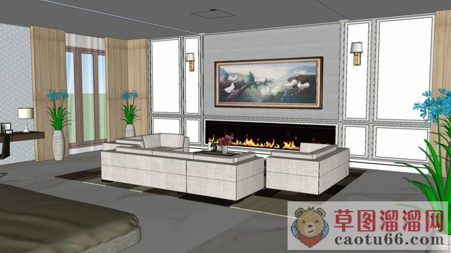 欧式客厅卧室SU模型