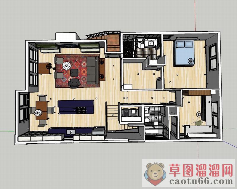 欧式室内跃层SU模型