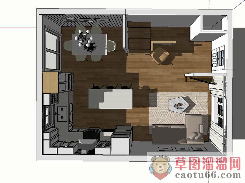 美式公寓SU模型