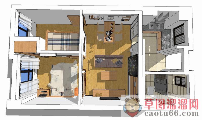 家装小户型室内SU模型