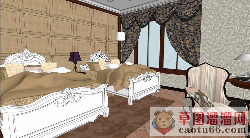 欧式卧室房间SU模型