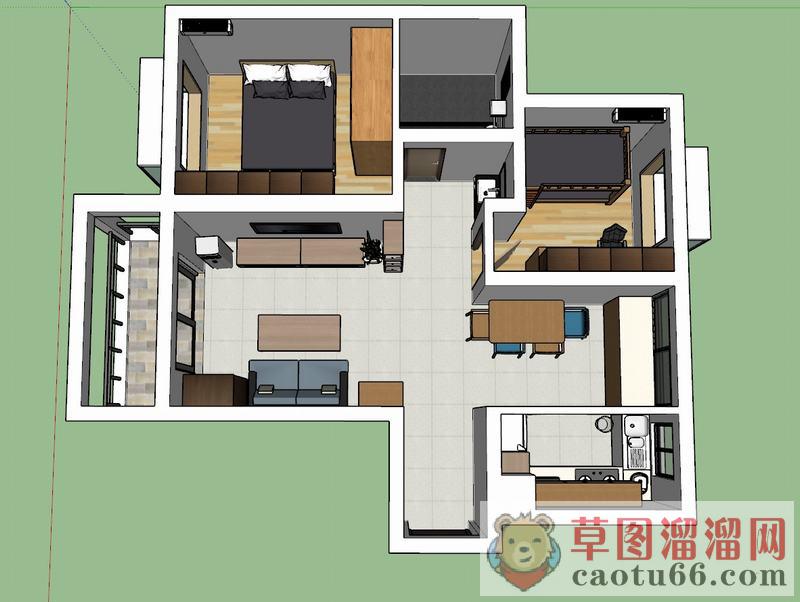 小户型室内家装SU模型