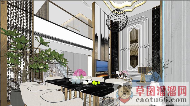 中式室内别墅SU模型