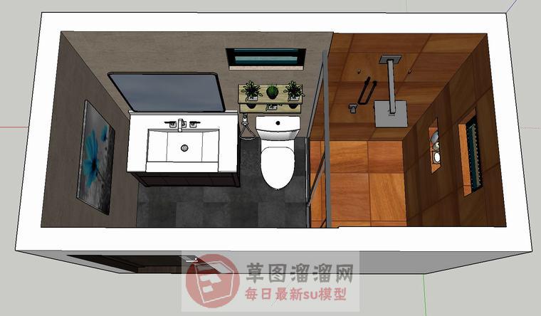 浴室柜马桶淋浴间SU模型
