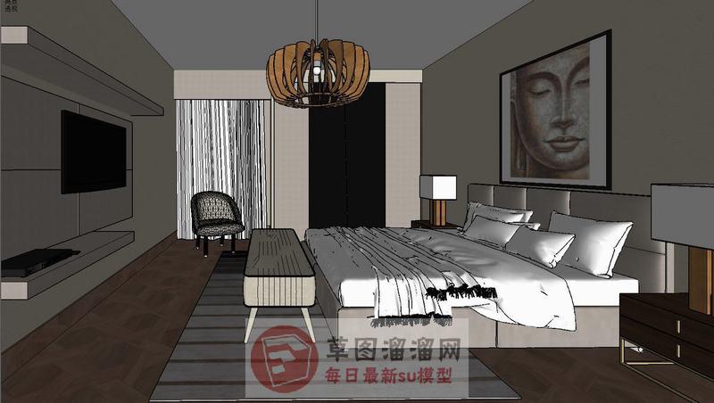 卧室房间SU模型