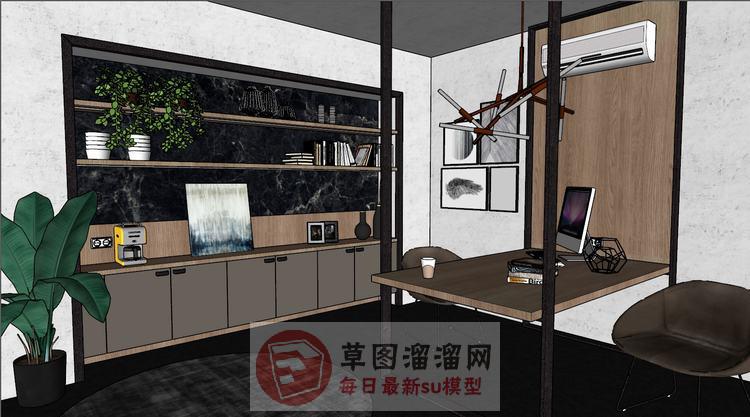 书柜咖啡柜办公桌SU模型