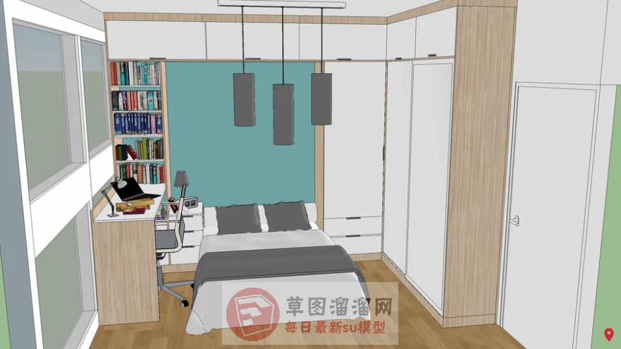 卧室房间床铺SU模型